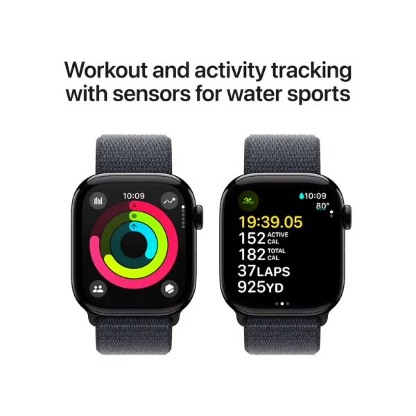 Apple Watch Series 10 42mm Jet Black Aluminium Case with Ink Sport Loop
