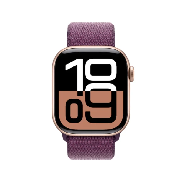 Apple Watch Series 10 - 42mm Rose Gold Aluminium Case with Plum Sport Loop