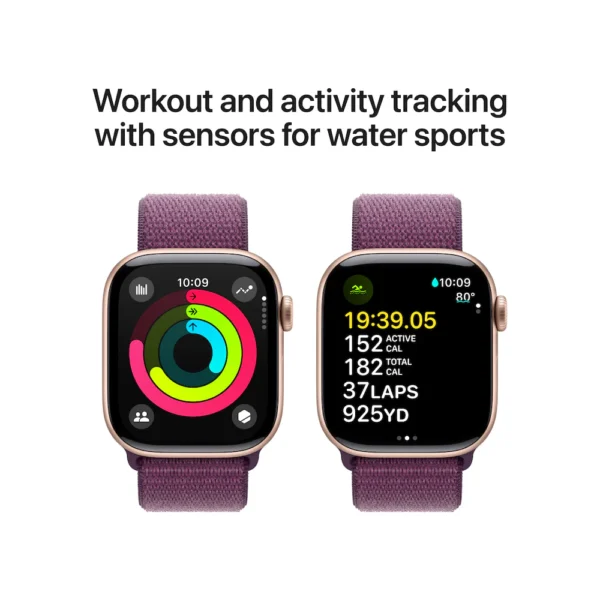 Apple Watch Series 10 - 42mm Rose Gold Aluminium Case with Plum Sport Loop