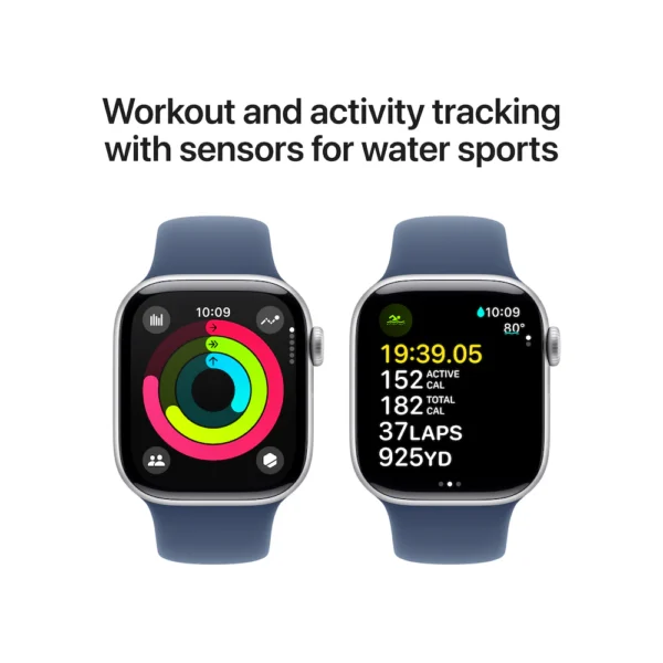 Apple Watch Series 10 42mm Silver Aluminium Case with Denim Sport Band