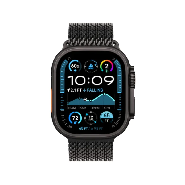 Apple Watch Ultra 2 Black Titanium Case with Black Milanese Loop